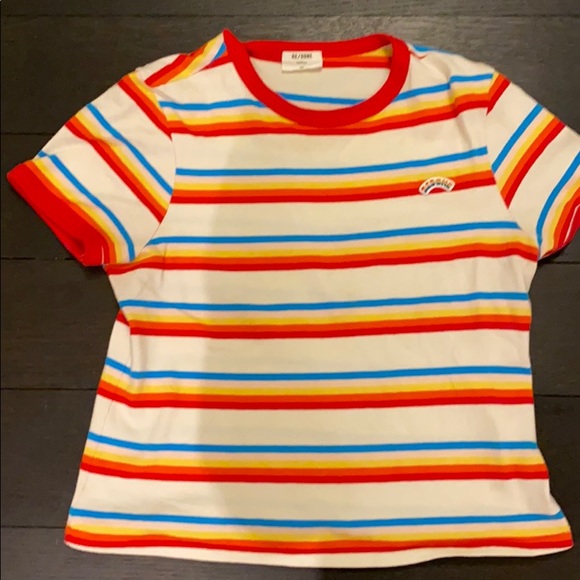 Re/Done Tops - Funky rainbow t-shirt vintage Re/Done